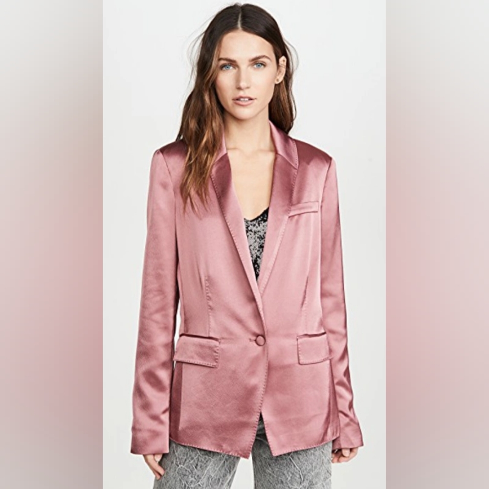 PAIGE Samille Satin-Crepe Blazer In Deco Rose